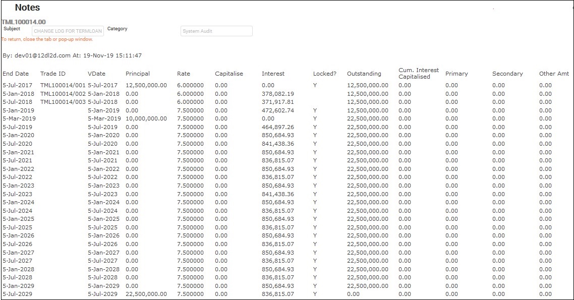 Export Import TL Repayment Schedule CS Lucas